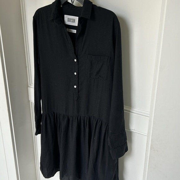 GRAYSON by Frank & Eileen The Changemaker Black Cotton Shirt Dress Size 2 Small - Picture 6 of 11